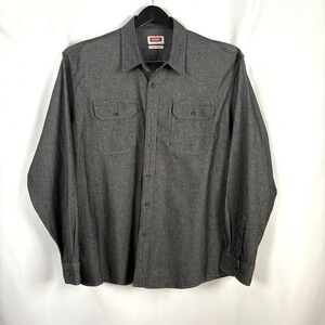 Wrangler Shirt Men 2XL/2TG Long Sleeve Denim‎ Button Up Grey Black Casual Office